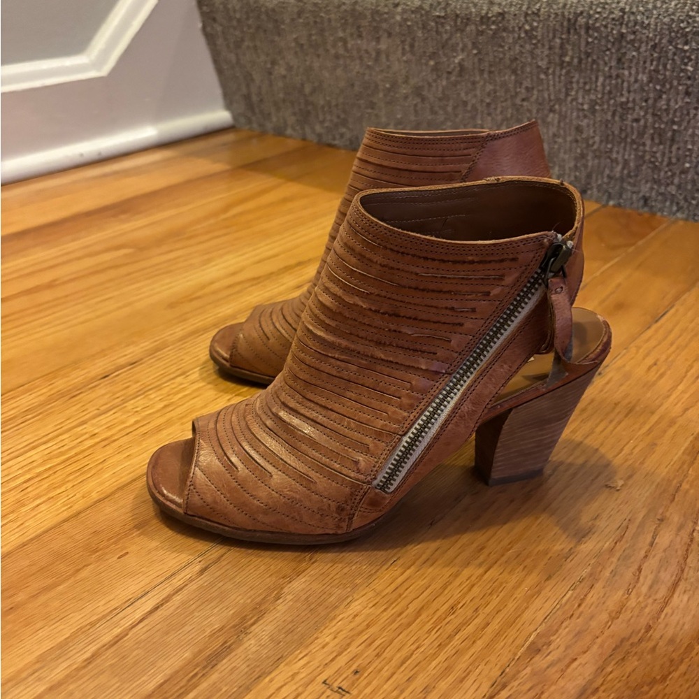 Paul Green Cayenne Brown Peep-Toe Heeled Boots
